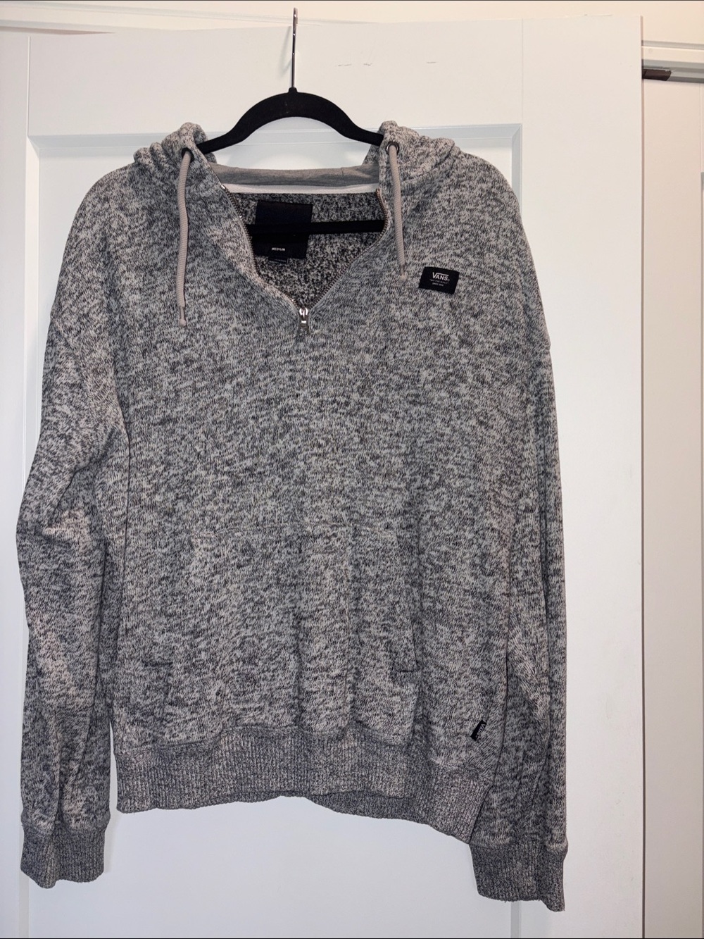 Vans Heathered Gray Hooded Half-Zip Knit Sweater